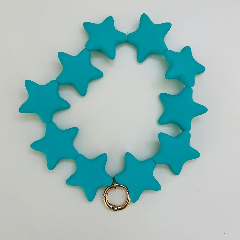 Teal Blue Star Silicone Bracelet Smart Phone Strap Cord